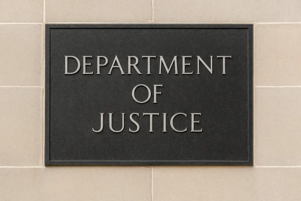Department of Justice sign
